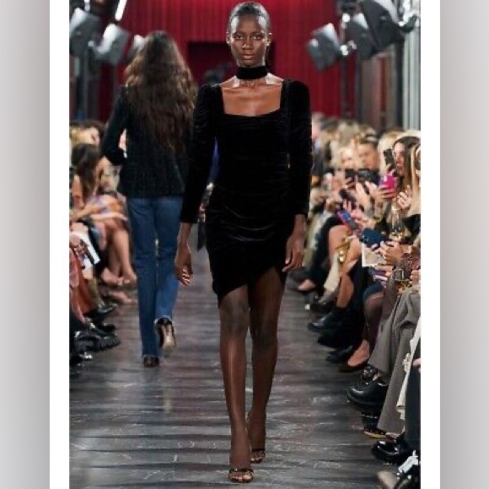 Veronica Beard NWT Toki Silk Velvet Black Mini Dress Long Sleeve Runway Sz 0 XS
